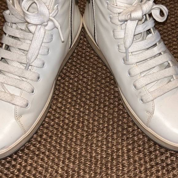 Prada white leather high top tennis shoes size 40.5 - Picture 13 of 15